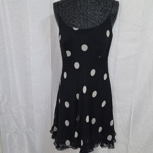 Kay Unger Black Dress with White Polka Dots